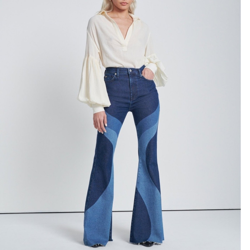REVOLVE Mega Flare Jeans In Indigo Swirl Delight - 25